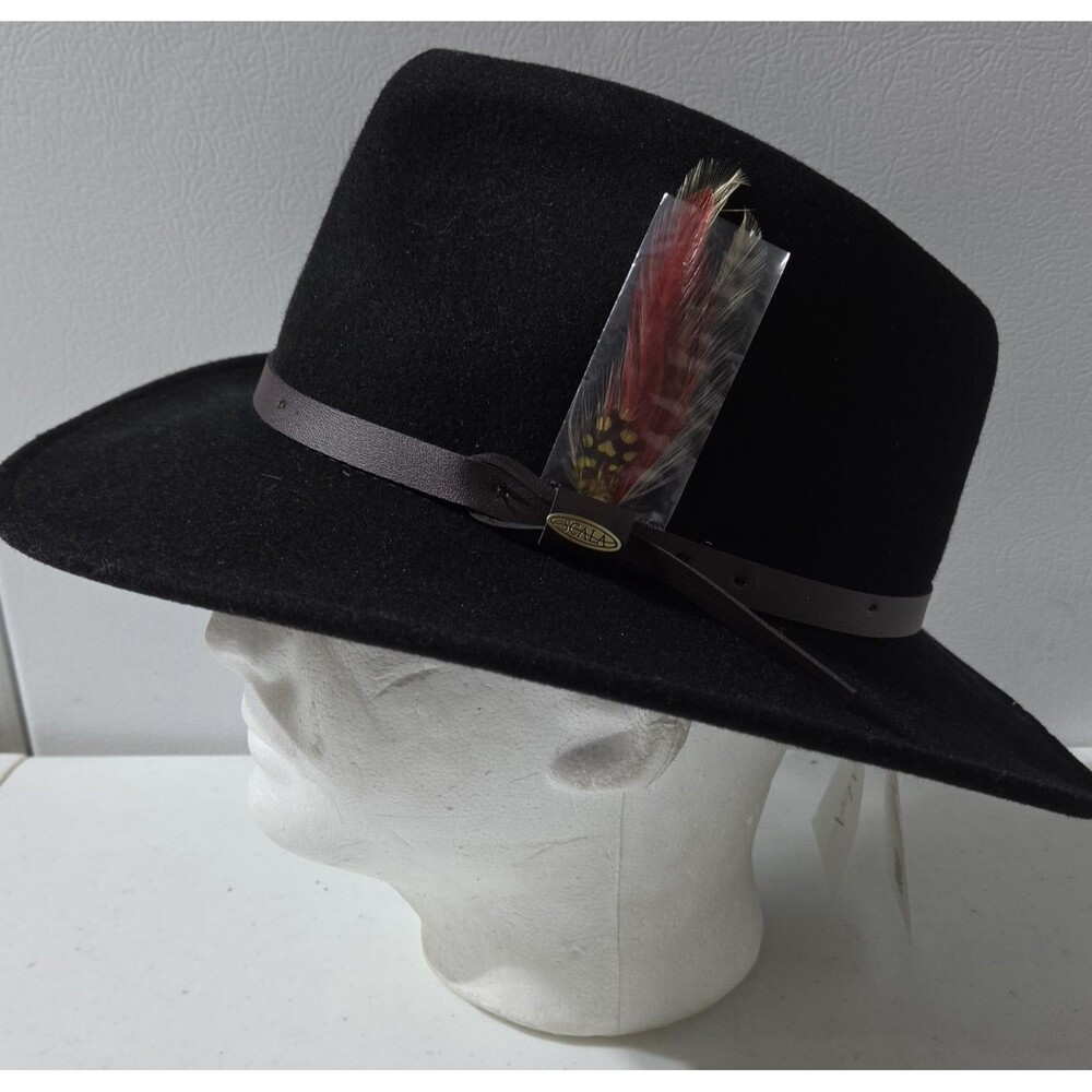 Scala 100% Wool Black Outback Hat Size M NWT